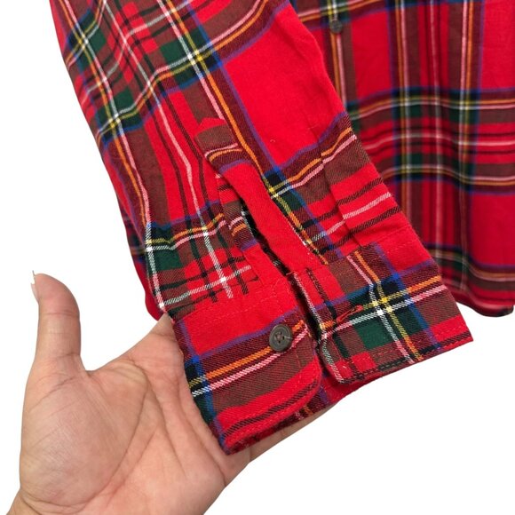 Old Navy Womens Red Plaid Flannel Shirt SZ XL Button-Down Top Holiday/Christmas - Picture 11 of 12